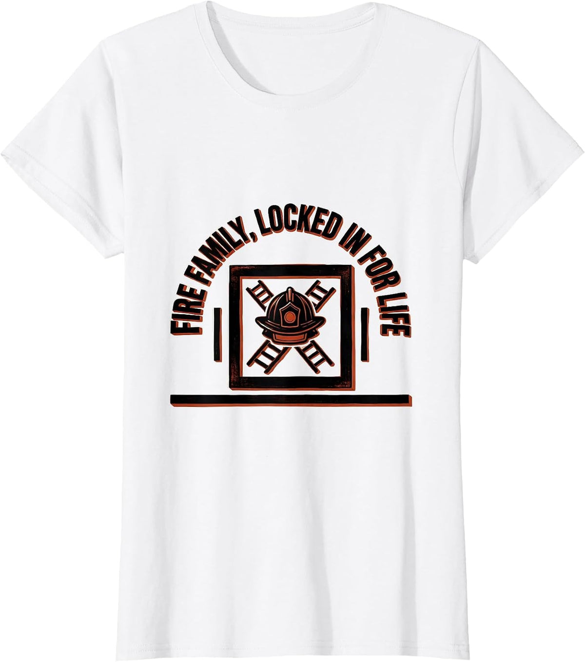 Fire Family Locked In For Life Firefighter Pride Retro Badge T-Shirt - White