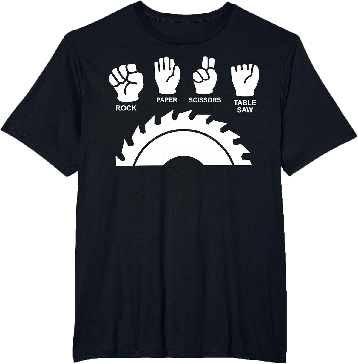 Woodworking Novelty Carpenter Rock Paper Scissor Table Saw T-Shirt - Black