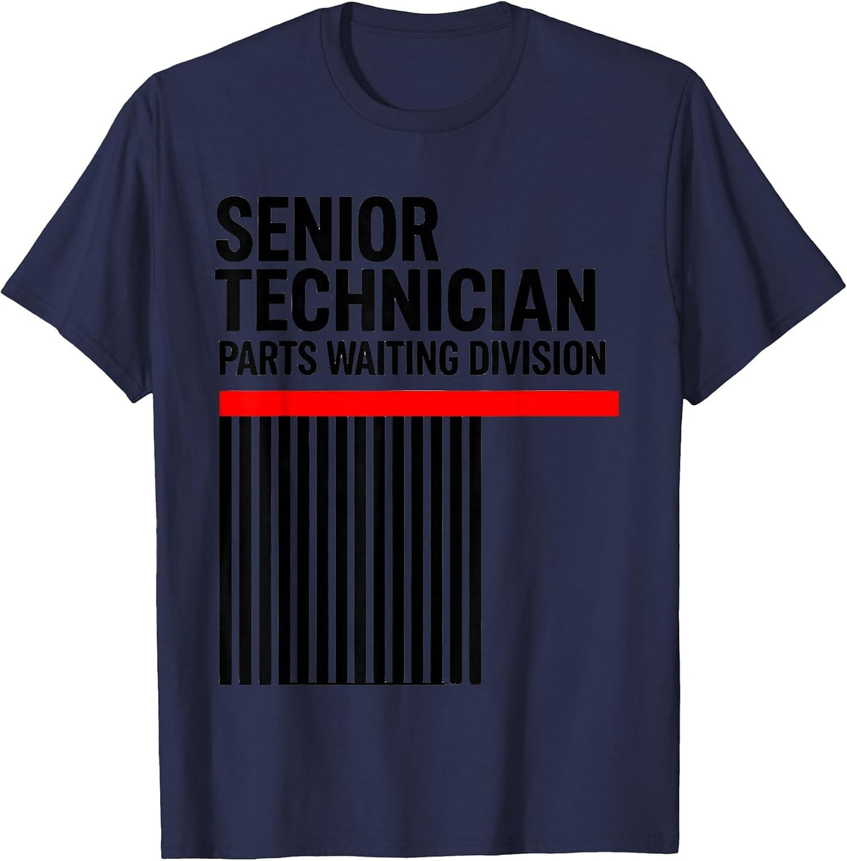Men's Senior Technician Parts Waiting Division Funny Mechanic T-Shirt - Navy Blue
