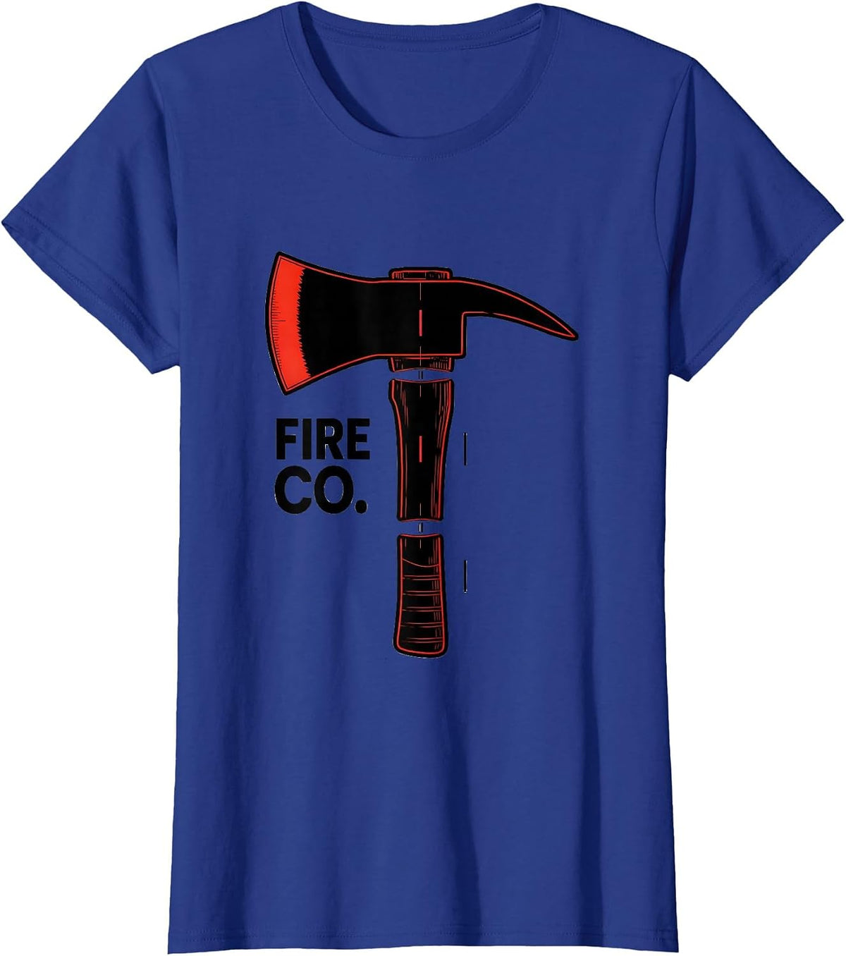 Women's FIRE CO. Exploded Fire Axe Firefighter Department Pride T-Shirt - Royal Blue