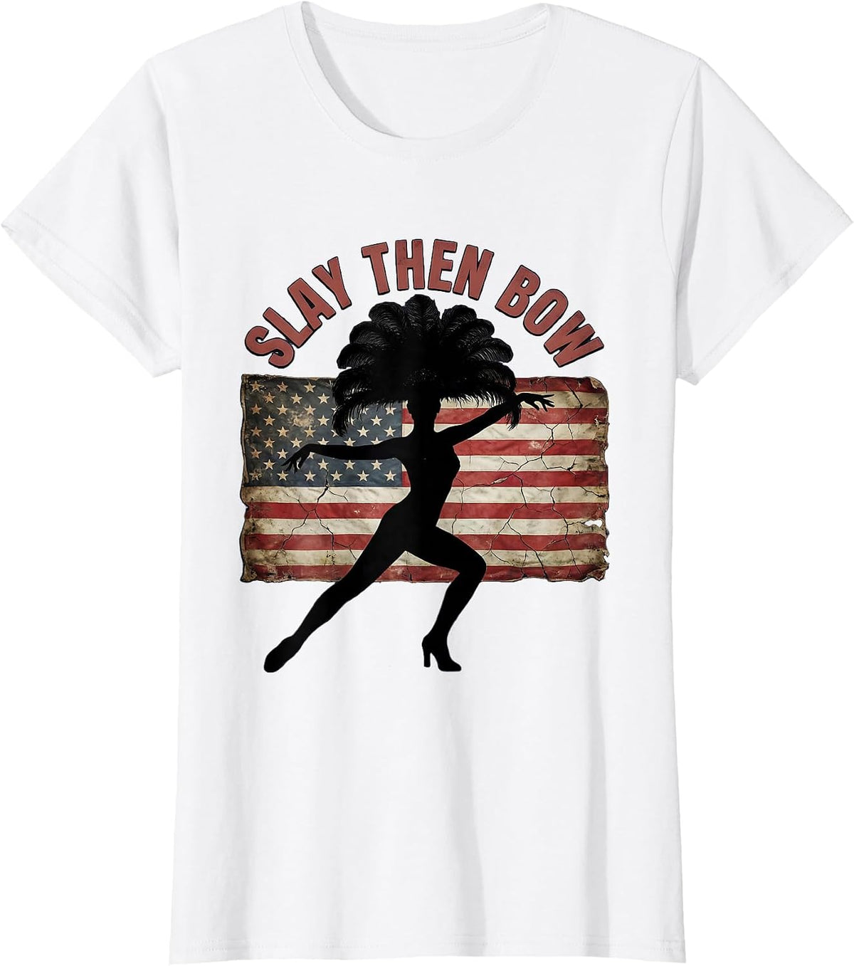 Slay Then Bow Showgirl Glam Design T-Shirt - White