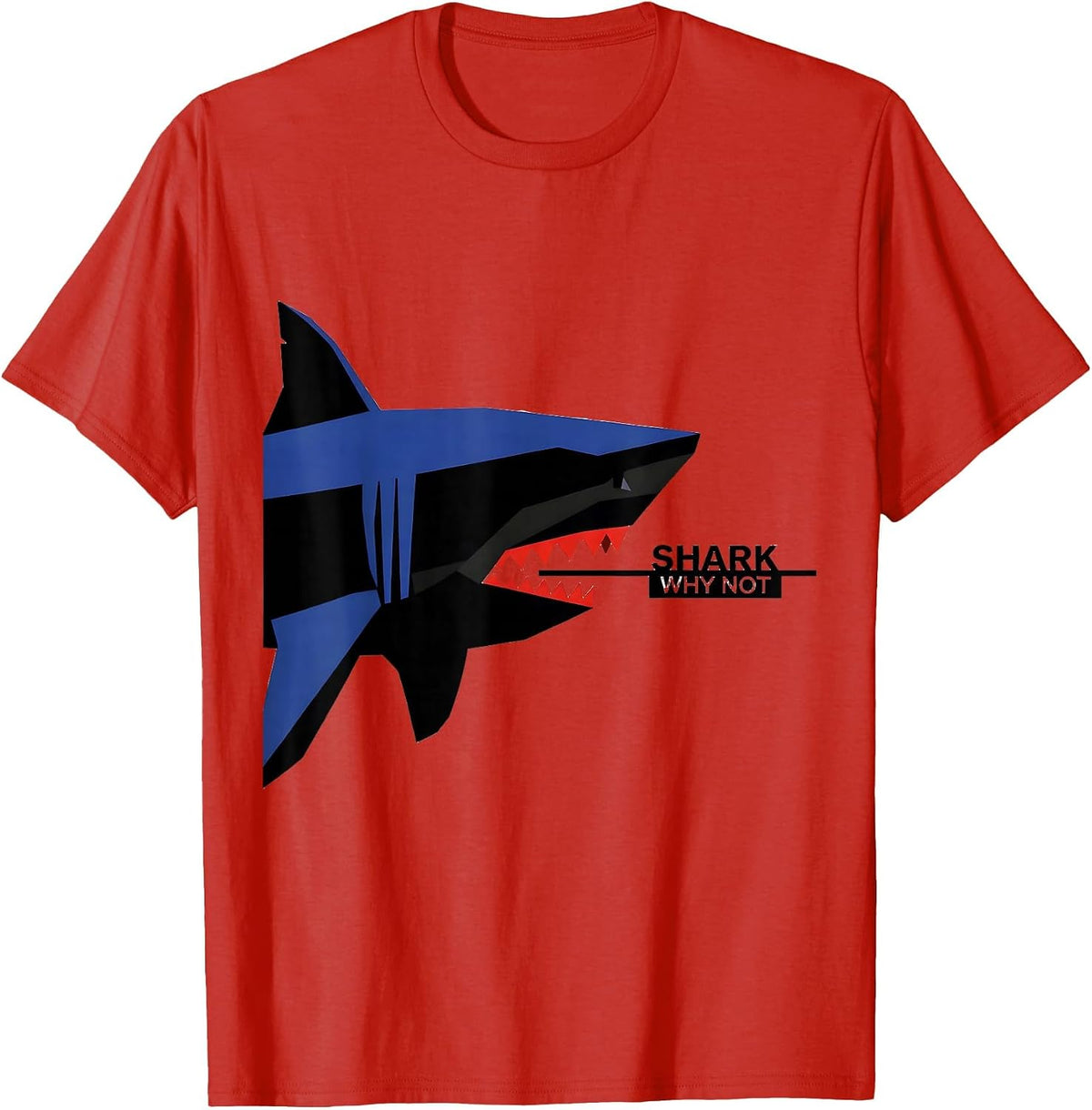 Men's Shark Why Not Geometric Funny Ocean Animal Wildlife Lover T-Shirt - Red