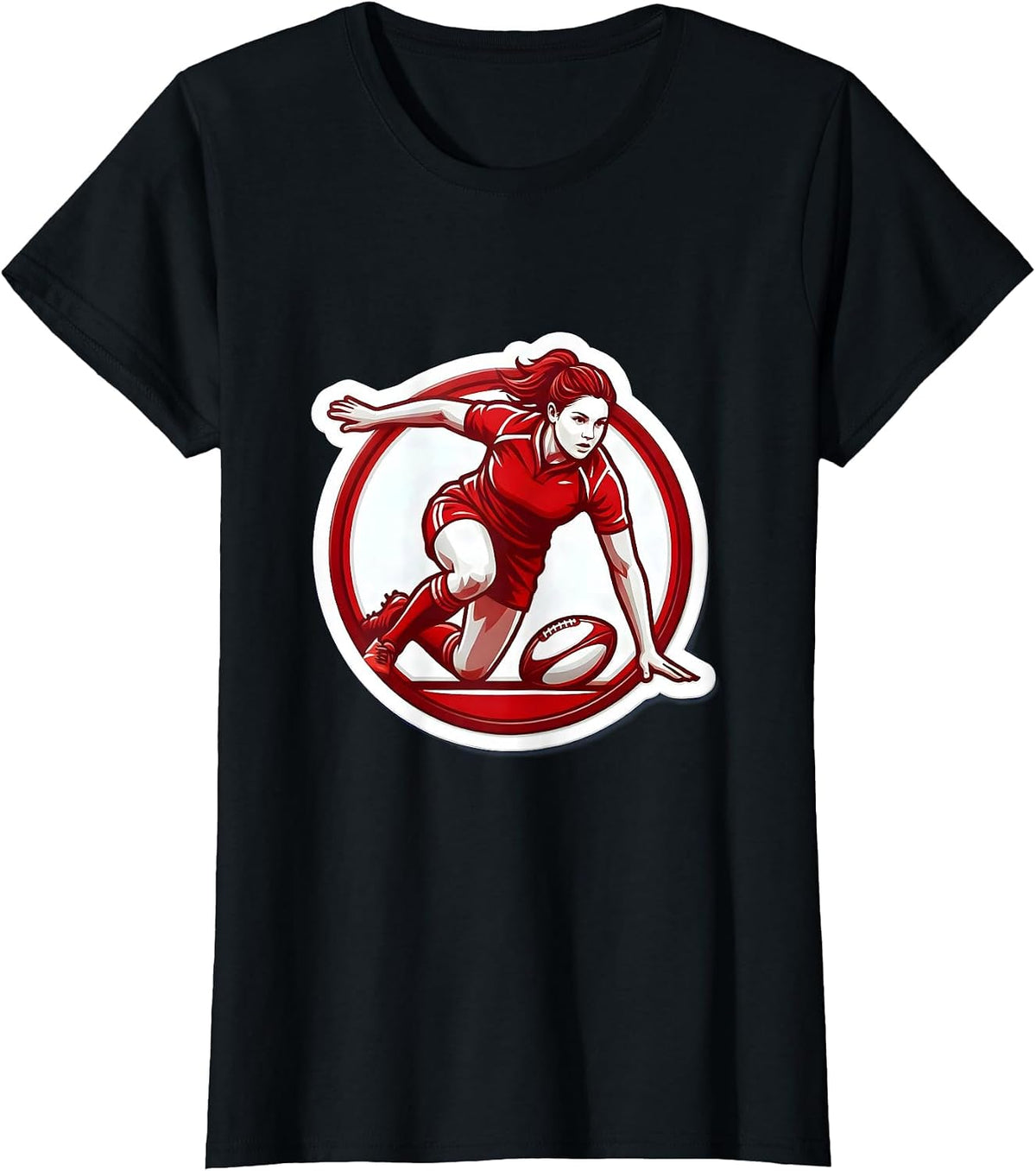 Rugby Tackle Silhouette Graphic Tee T-Shirt - Black