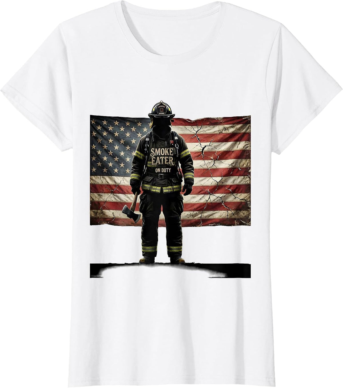 Women's Smoke Eater On Duty Firefighter Design T-Shirt - White