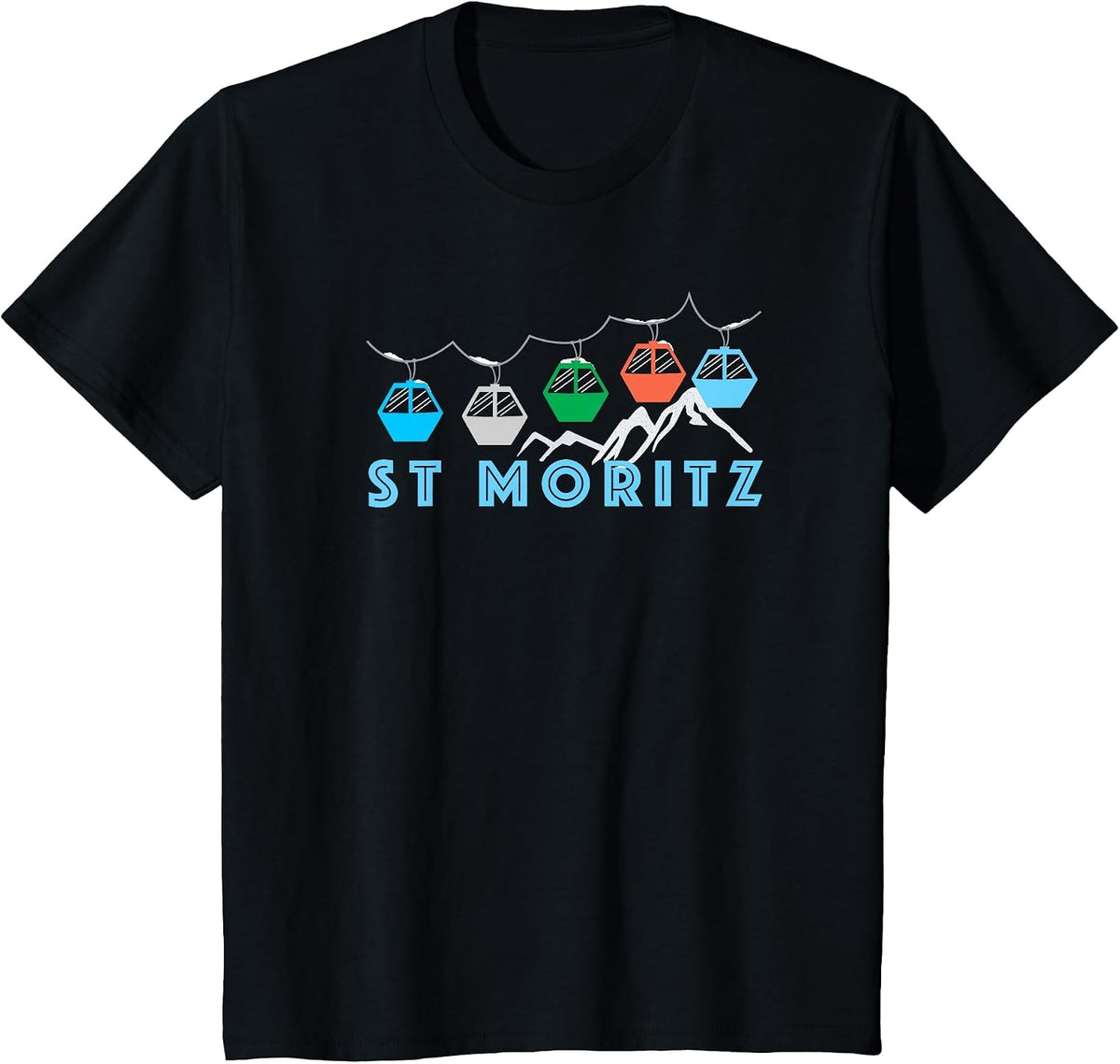 St. Moritz Ski Mountain Gondola - St. Moritz, Switzerland T-Shirt - Black