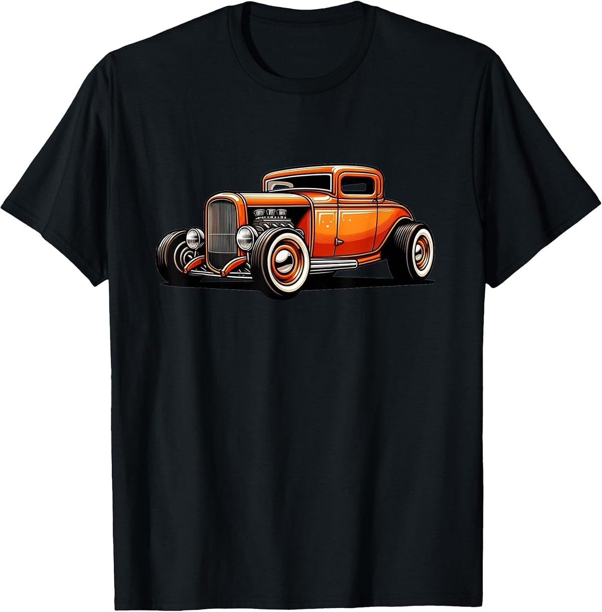 Classic Hot Rod Retro Vintage Custom Hotrod Car Illustration T-Shirt - Black