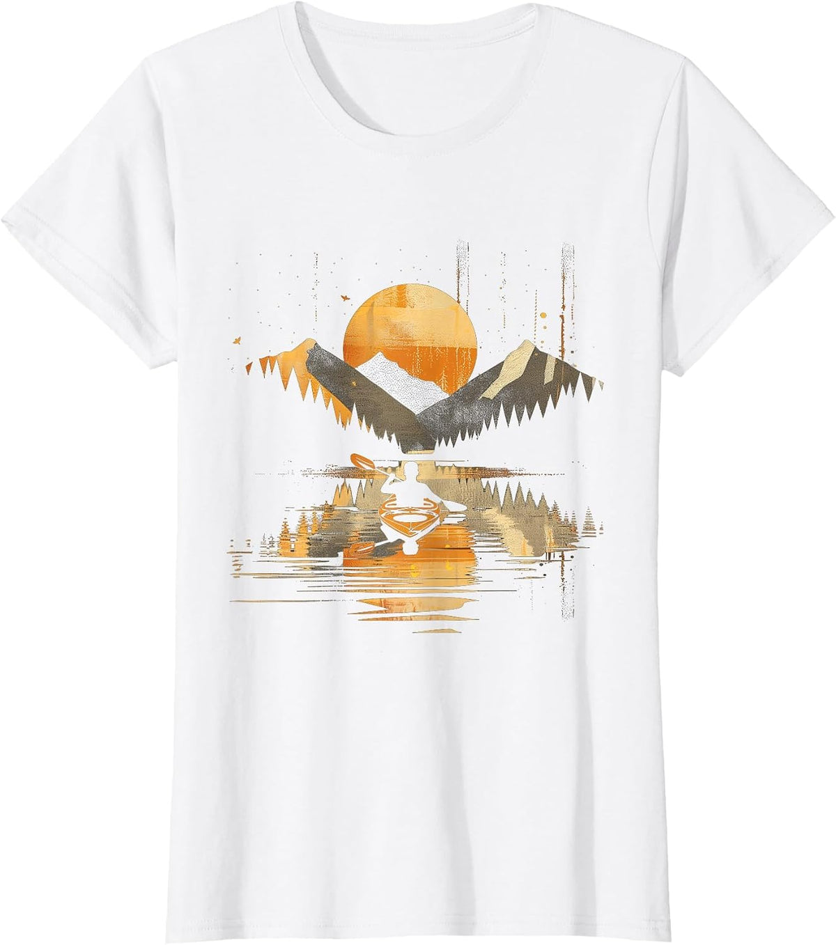 Kayaking Vintage Retro Mountains Canoe Canoeing Kayak T-Shirt - White