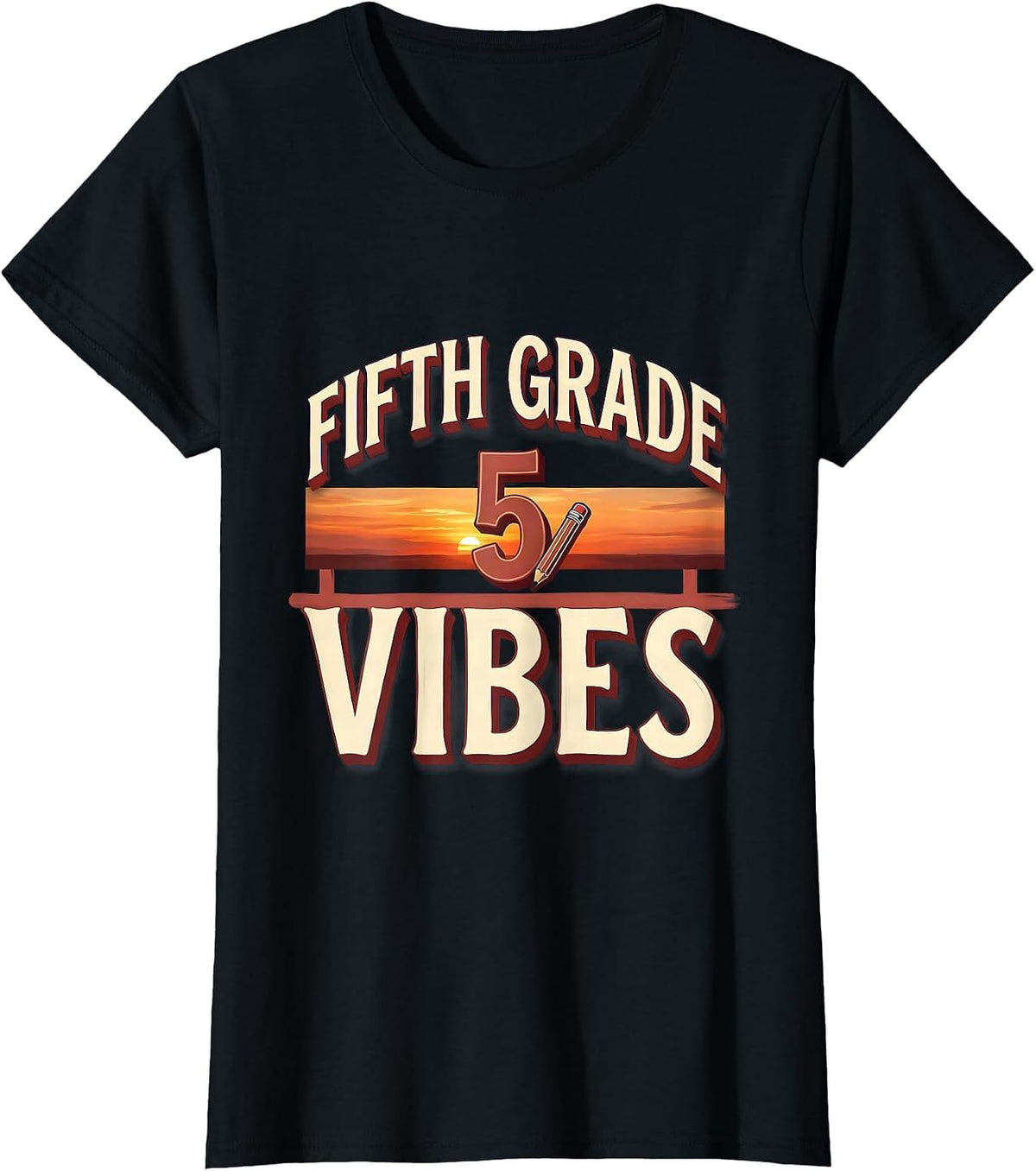 Fifth Grade Vibes Retro Teacher Back To School T-Shirt - Black