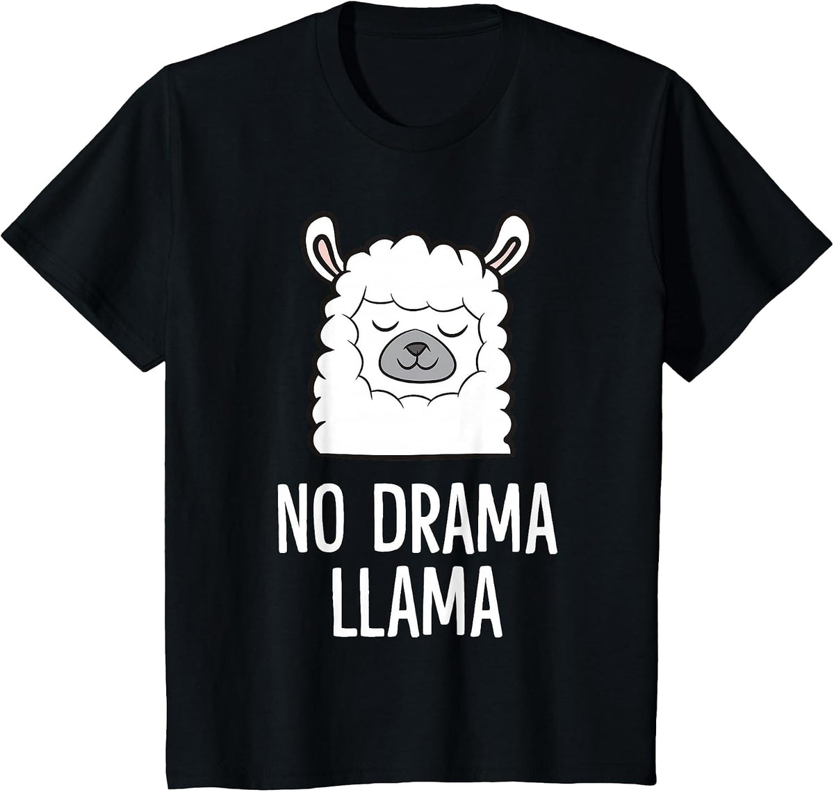 Cute No Drama Llama T-Shirt - Black