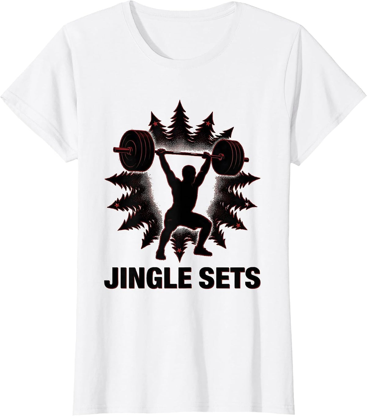 Women's Jingle Sets Blackwork Dotwork Christmas Weightlifting Gym T-Shirt - White