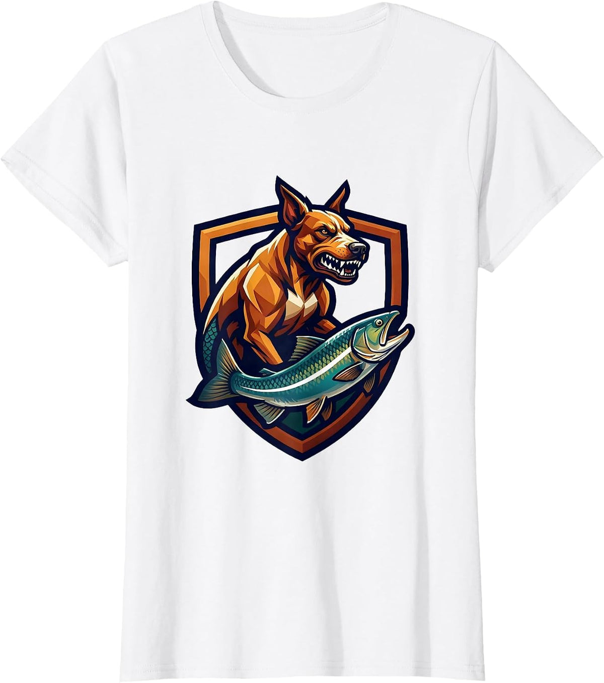Huntrix Trout Leap Hunting Dog Reflection Graphic T-Shirt - White
