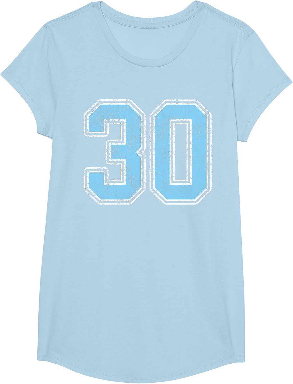 Baby Blue White Number 30 Jersey Player Uniform #30 T-Shirt - Girls Baby Blue