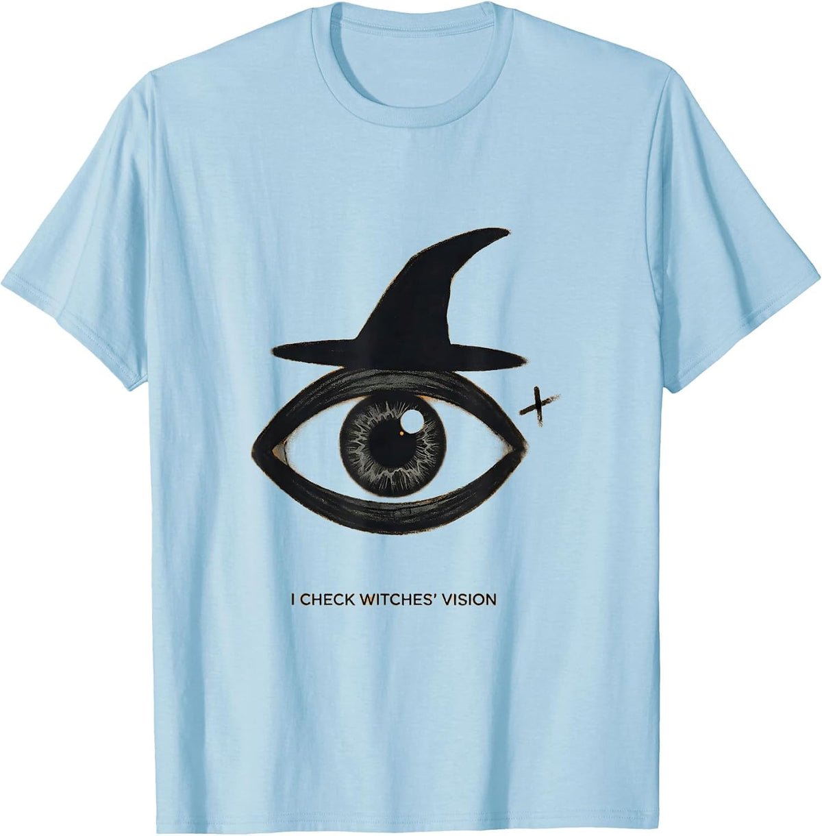 Men's I Check Witches Vision Funny Optometrist Halloween Eye T-Shirt - Baby Blue