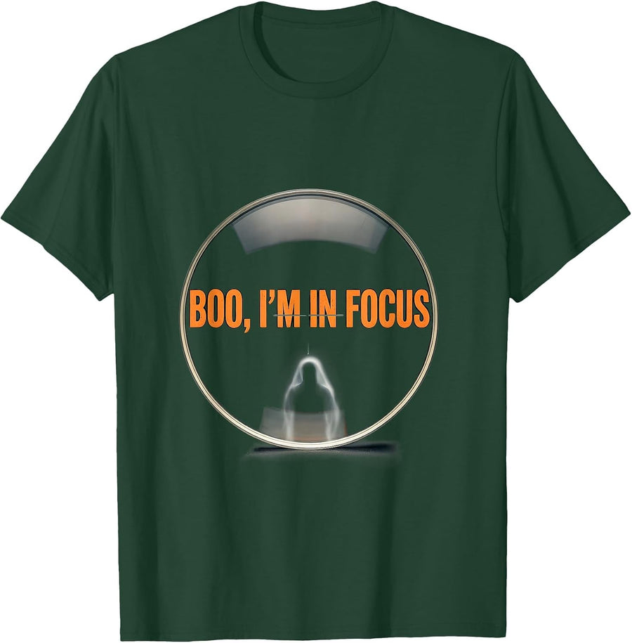Men's Boo I'm In Focus Minimalist Halloween Optometrist Eye Doctor T-Shirt - Dark Green