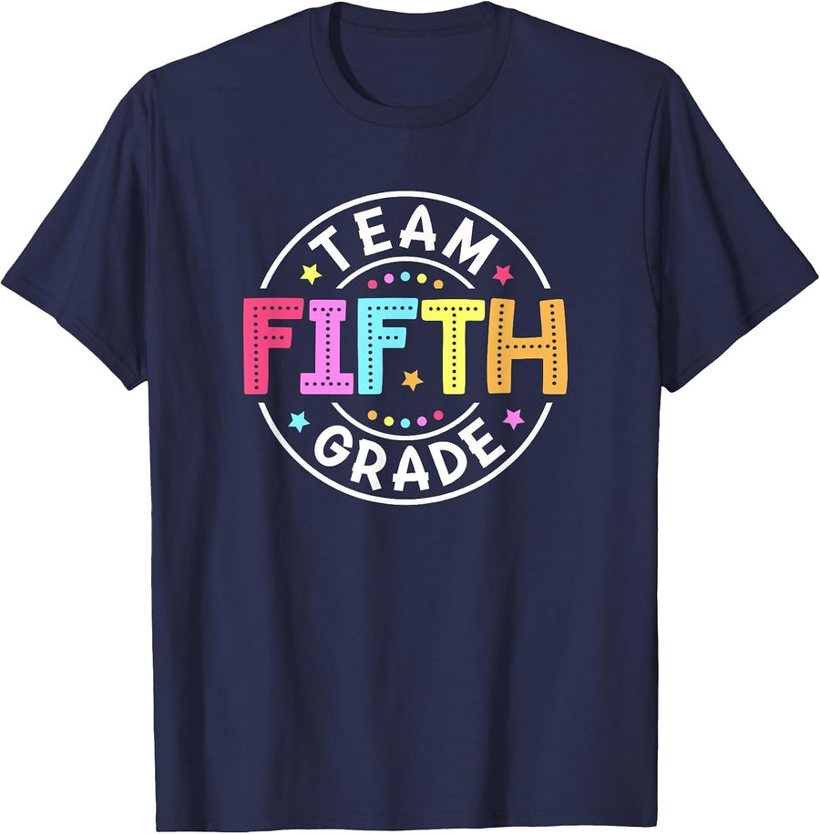 Team Fifth Grade Teacher Back to School 5th Grade Squad Kids T-Shirt - Navy Blue