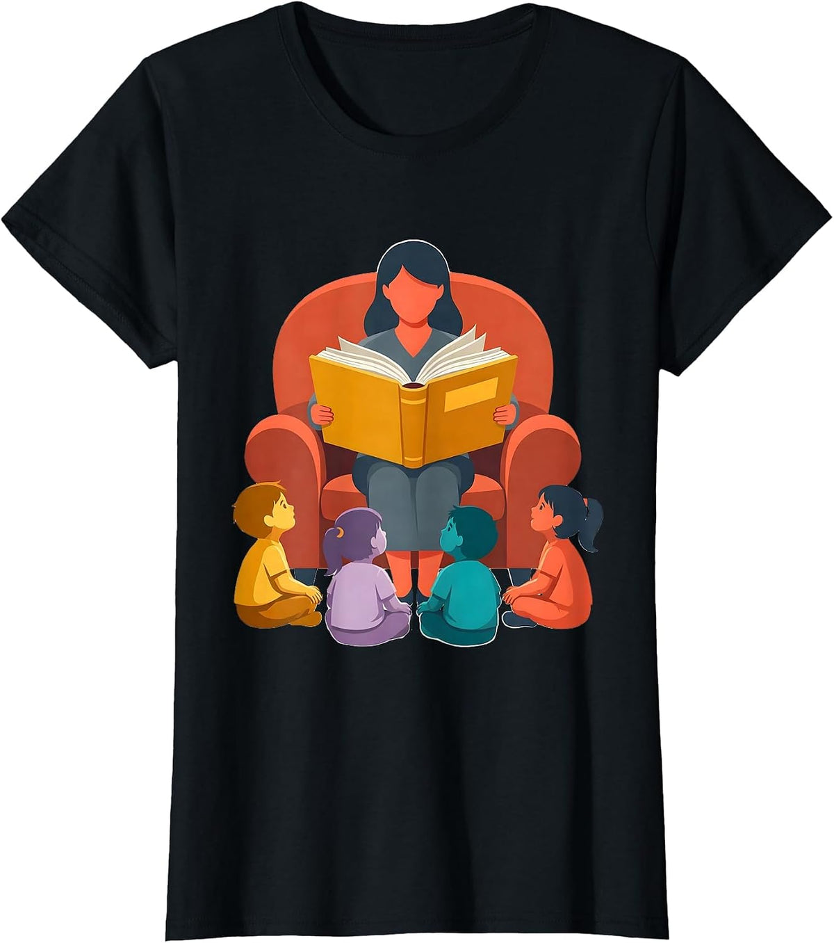 Women's PreK Teacher Reading Storybook to Children Gift T-Shirt - Black