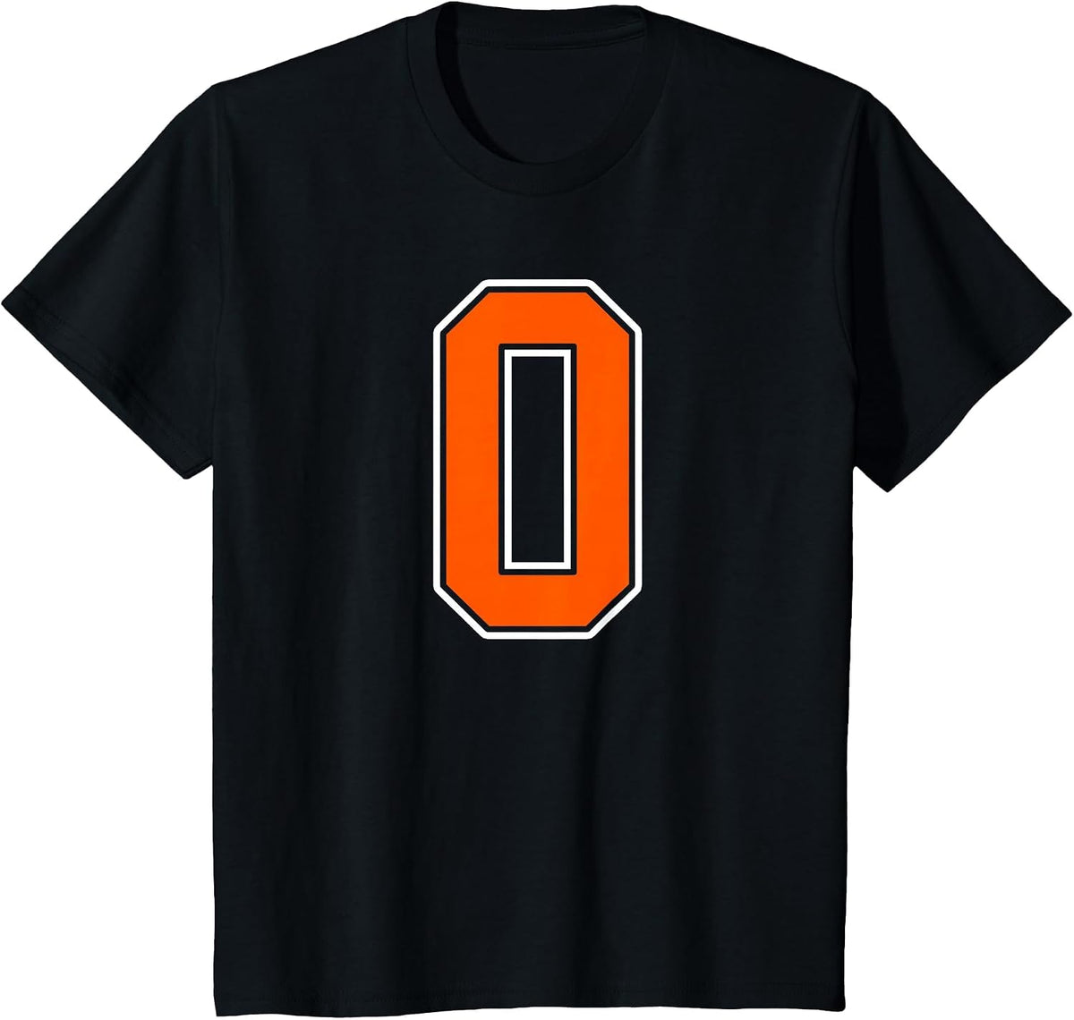 Orange White Number 0 Jersey Player Uniform #0 T-Shirt - Black