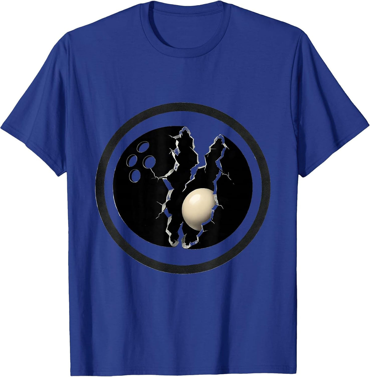 Bowling Ball Cracked Egg Funny Bowling Graphic T-Shirt - Royal Blue