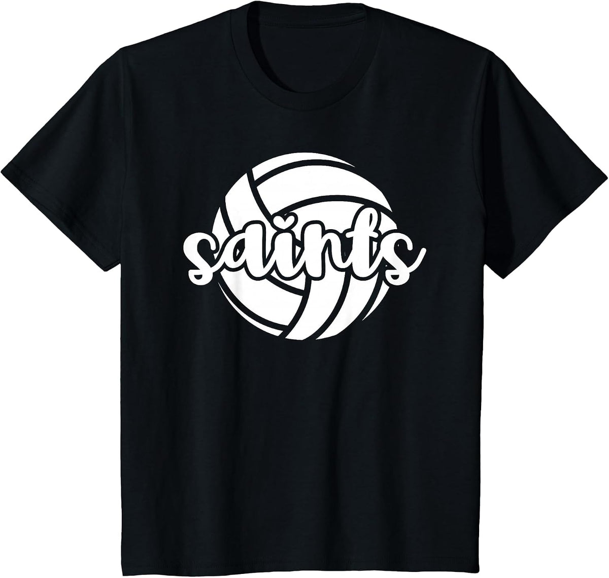 Saints Volleyball Team Mascot School Spirit Game Night T-Shirt - Black