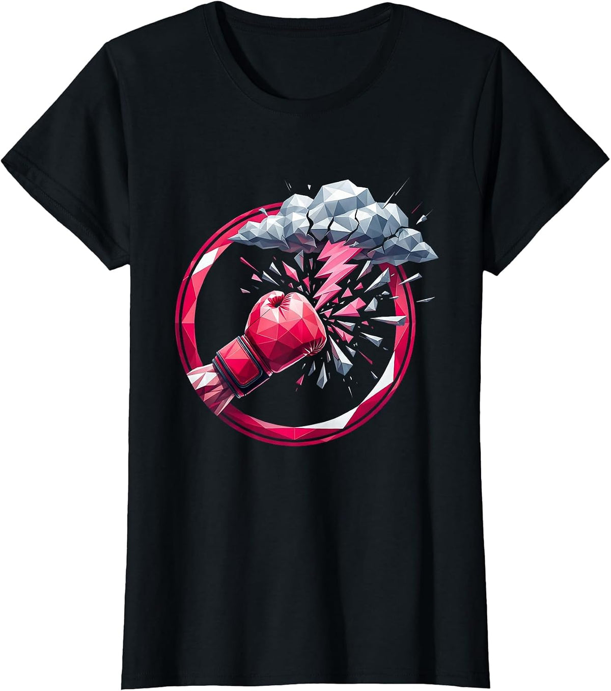 Cancer Awareness Boxing Glove Storm Cloud Graphic T-Shirt - Black