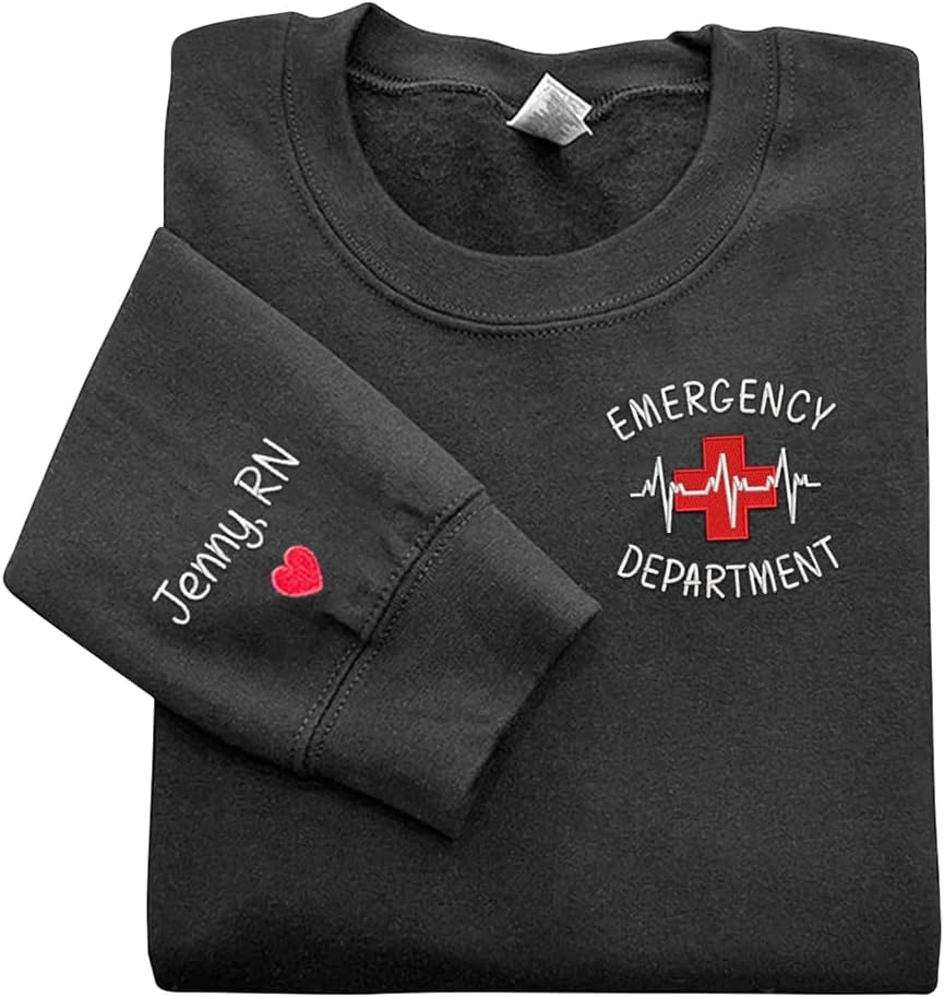 Custom Embroidered Nurse Shirt, RN LPN APRN CNA, Embroidered Sweatshirt for Nurse, Nursing Student, Gift for Nurses Day -