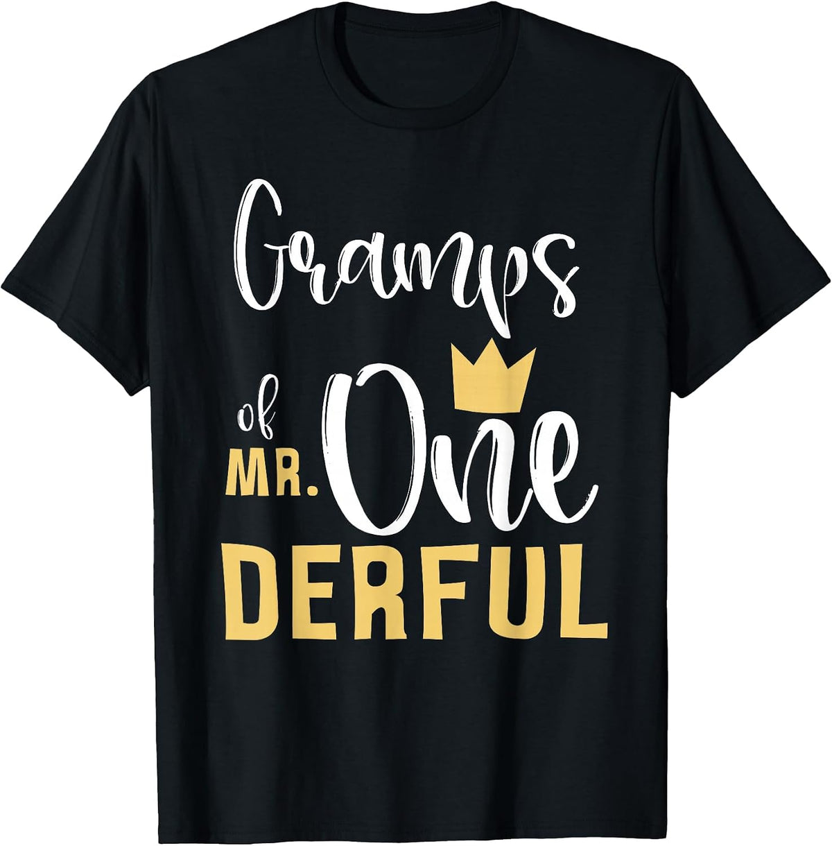 Gramps of Mr Onederful 1st Birthday First One-Derful Grandpa T-Shirt - Black