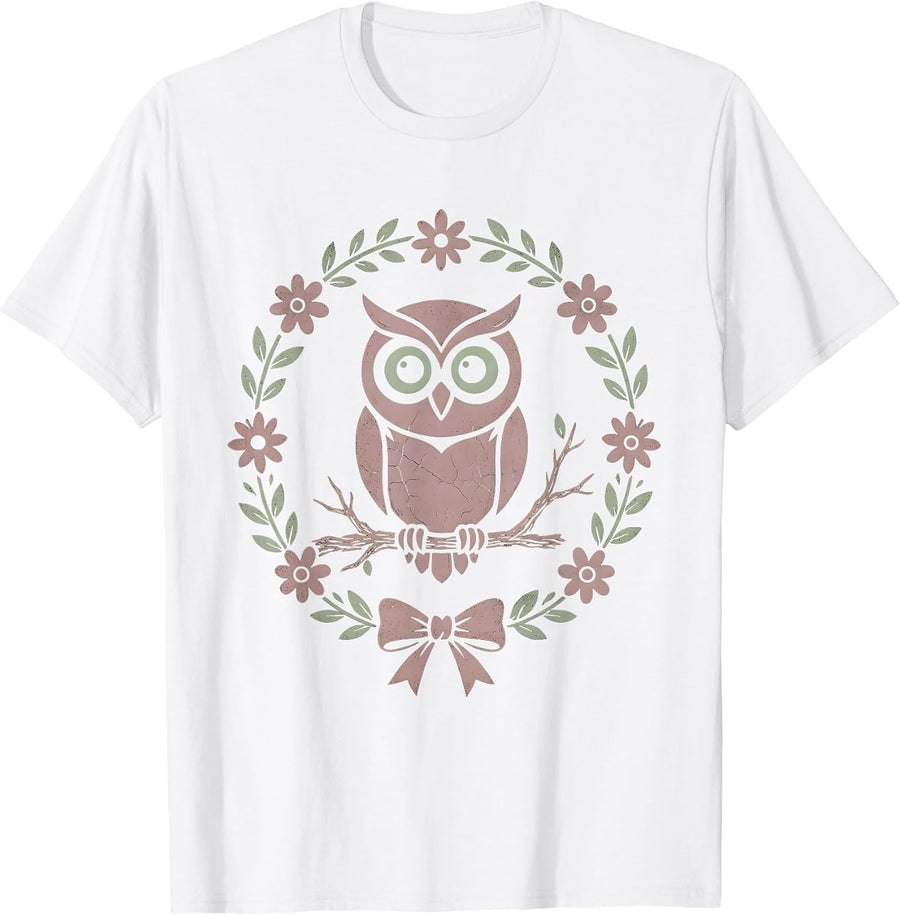 Men's Halloween Owl on Twisted Branch Graphic T-Shirt - White