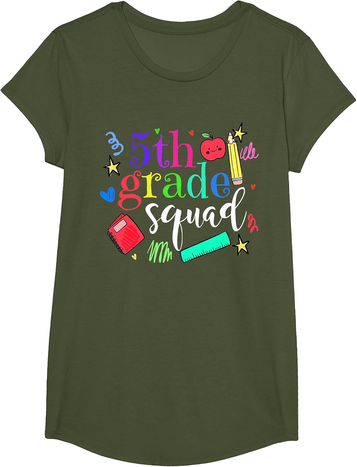 5th Grade Squad Back to School Team Fifth Grade Funny T-Shirt - Girls Olive Green
