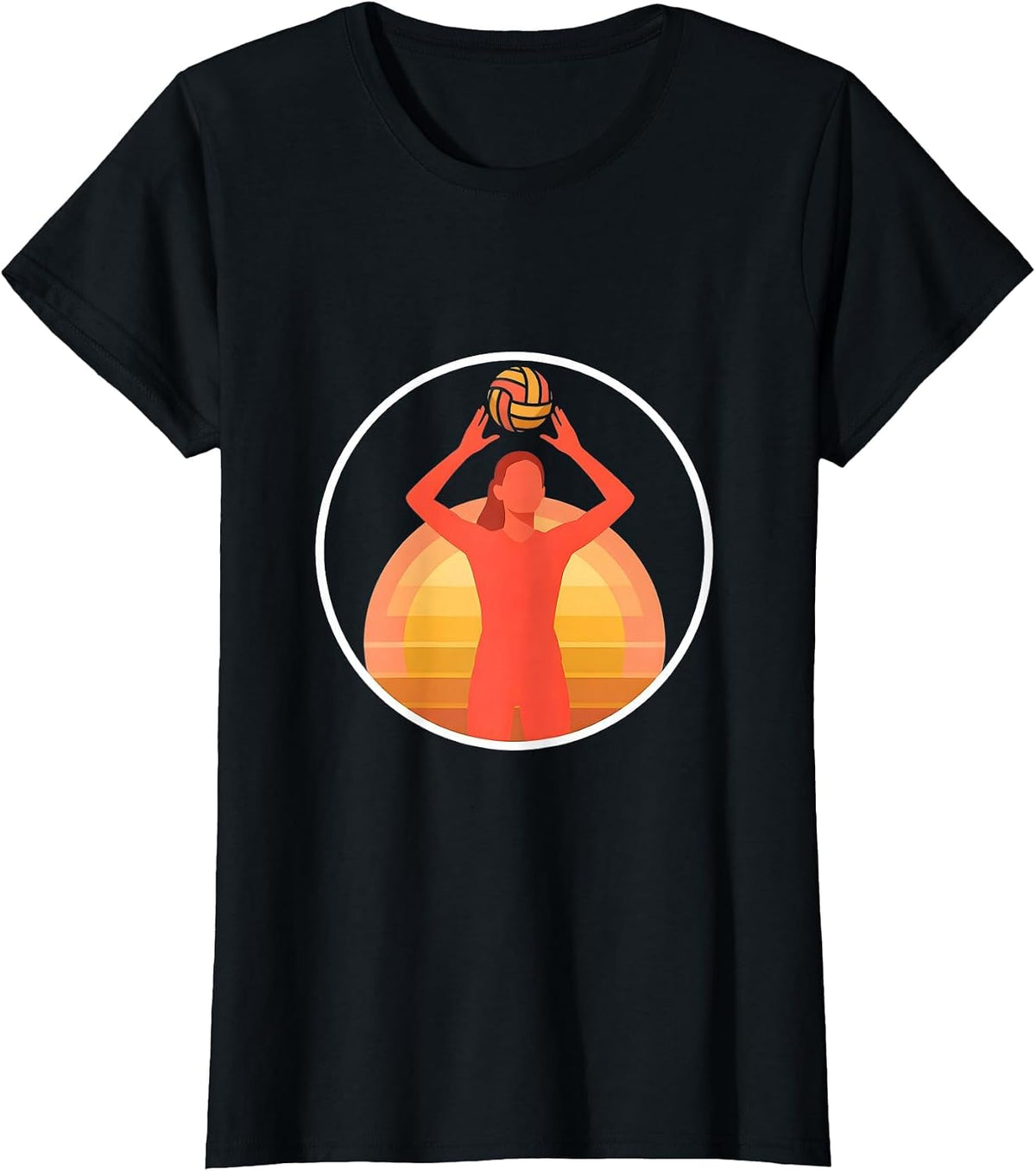 Volleyball Silhouette Sunset Setting Ball T-Shirt - Black