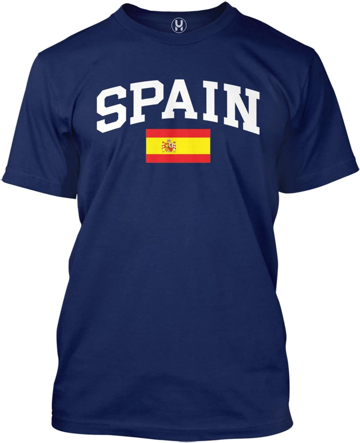 Haase Unlimited Spain Word with Flag - Spanish Culture Men's T-Shirt - Navy