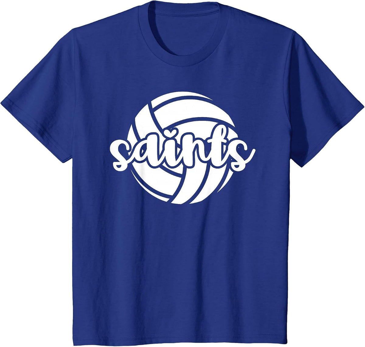 Saints Volleyball Team Mascot School Spirit Game Night T-Shirt - Royal Blue