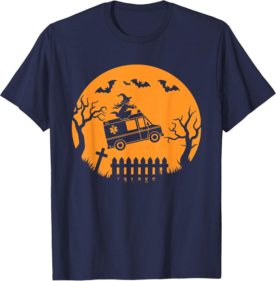 EMT, Paramedic, EMS Halloween T-Shirt - Navy Blue