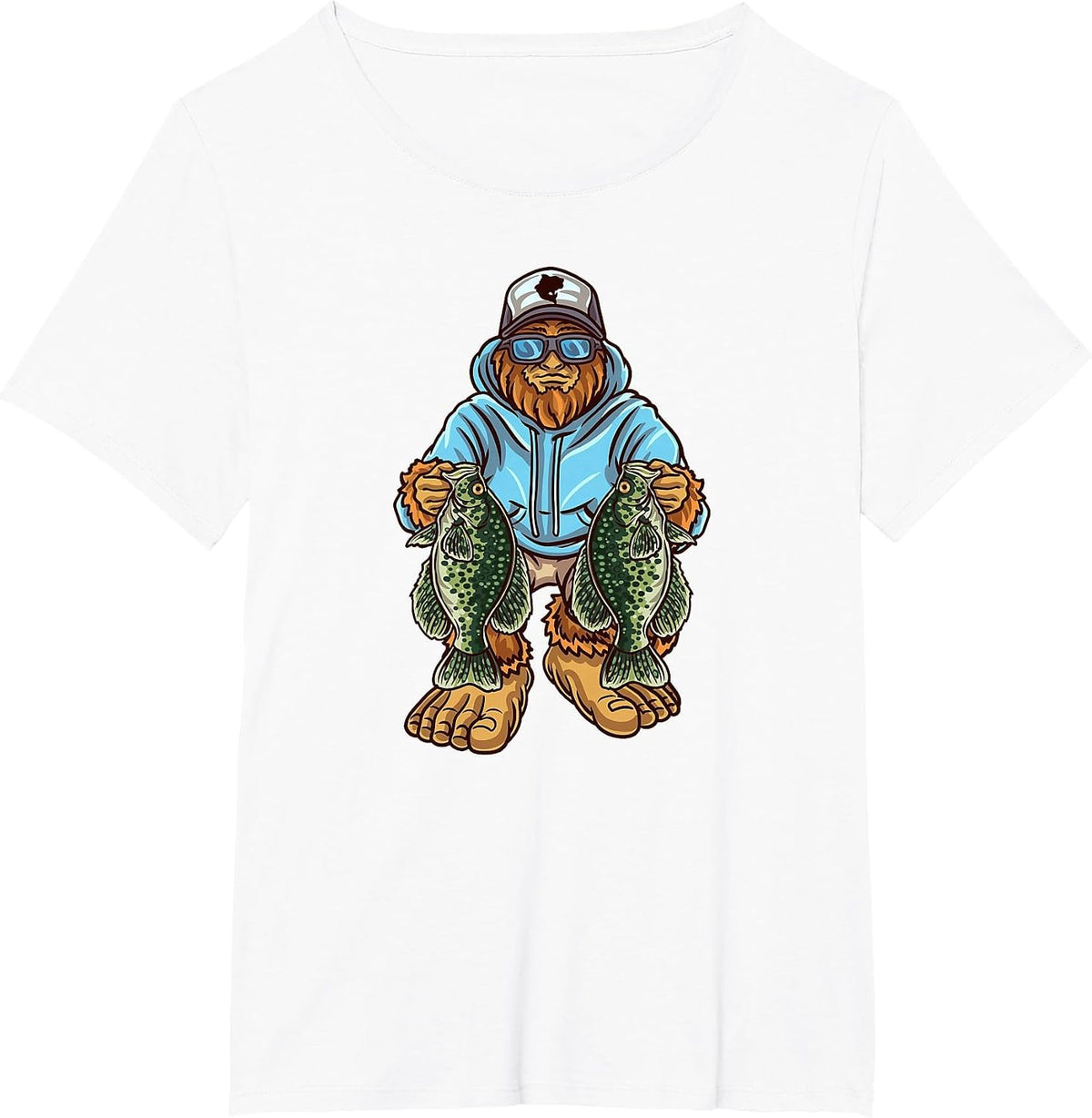 Crappie Fishing Bigfoot Panfishing Fishermen T-Shirt - White