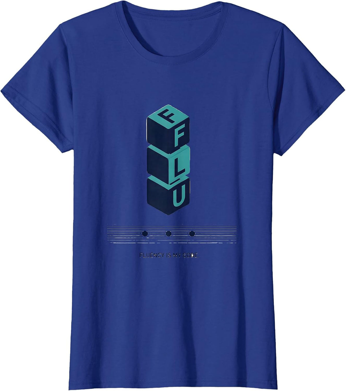 Women's Fluency Is My Code Minimalist Reading Teacher Literacy Humor T-Shirt - Royal Blue