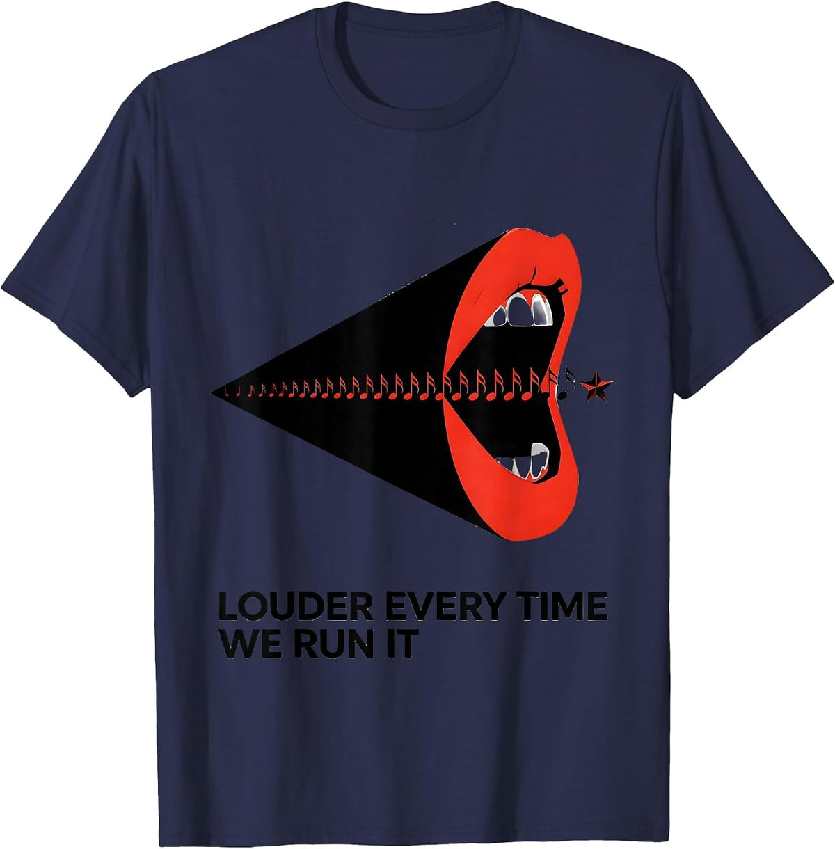 Louder Every Time We Run It Geometric Music Teacher T-Shirt - Navy Blue