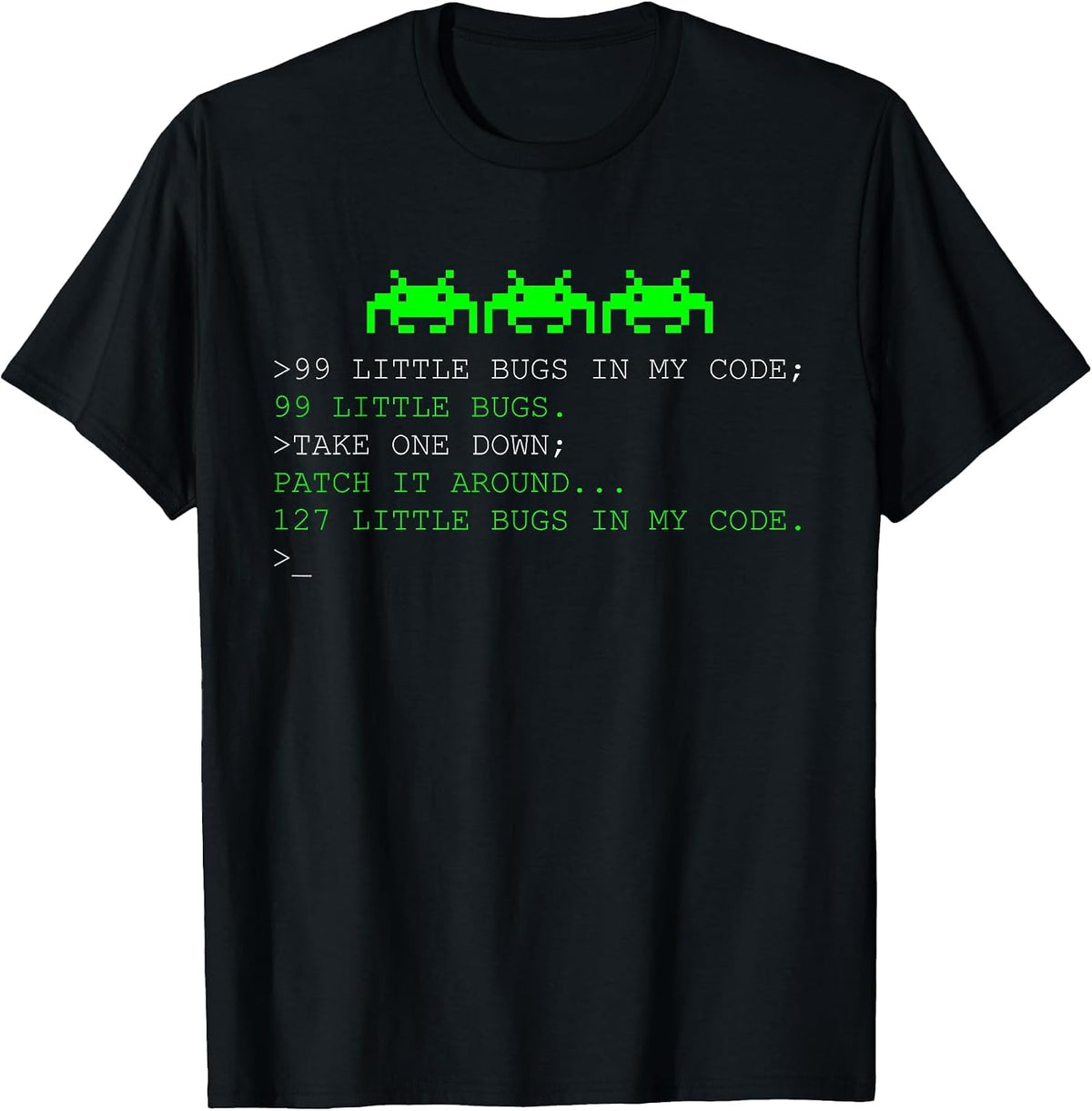 Programmer 99 Little Bugs in My Code T-Shirt - Black