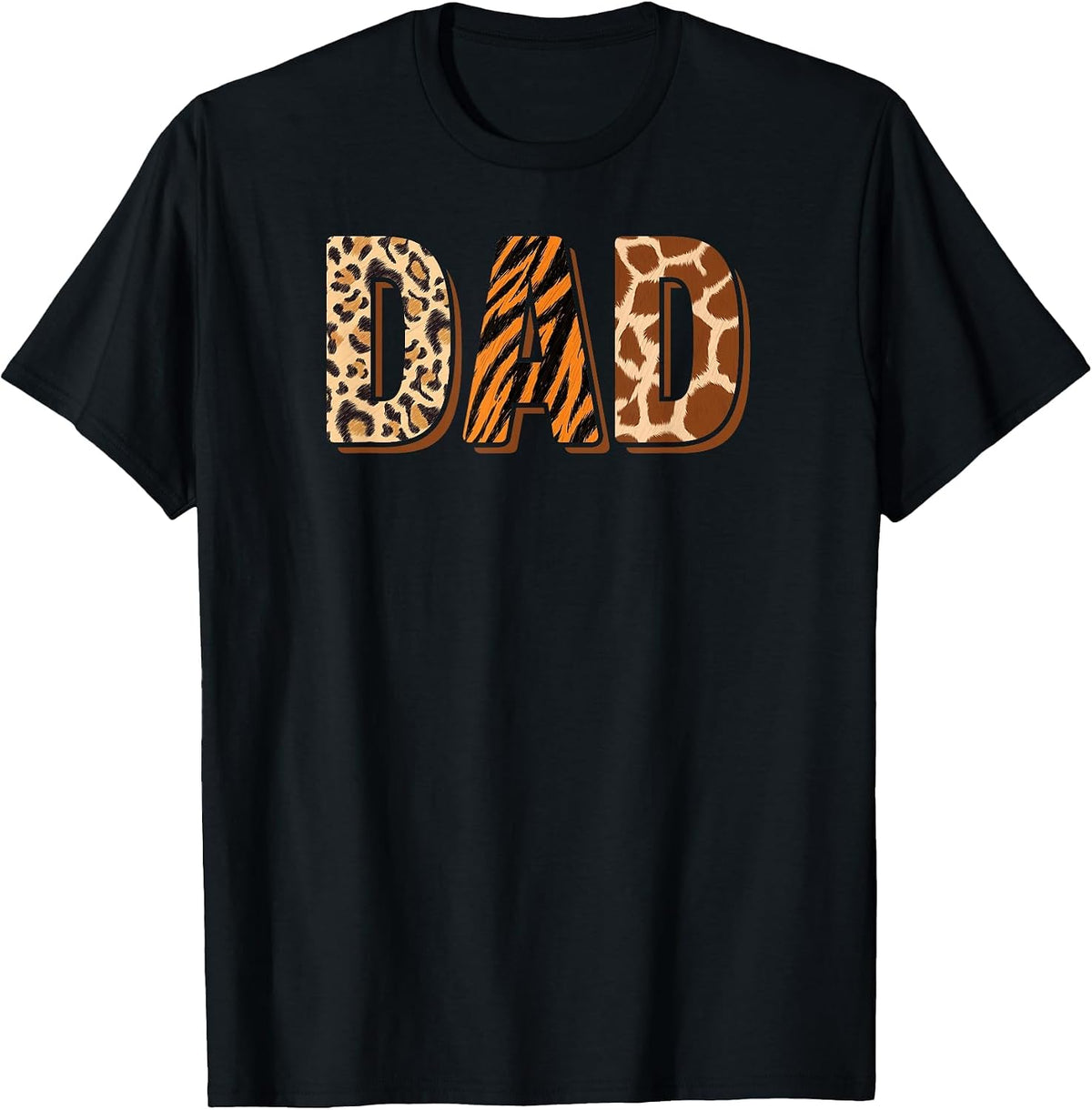 Wild Dad Birthday Zoo Safari Jungle Animal Pattern T-Shirt - Black