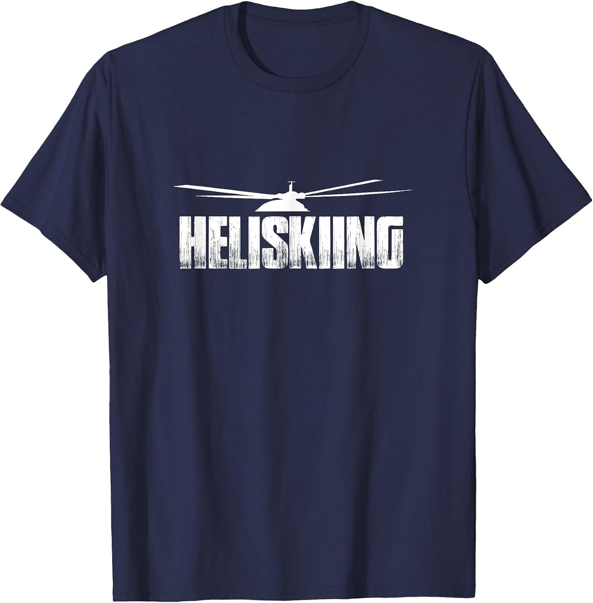 Heliskiing Helicopter Skiing Heli Skier Winter Sports T-Shirt - Navy Blue