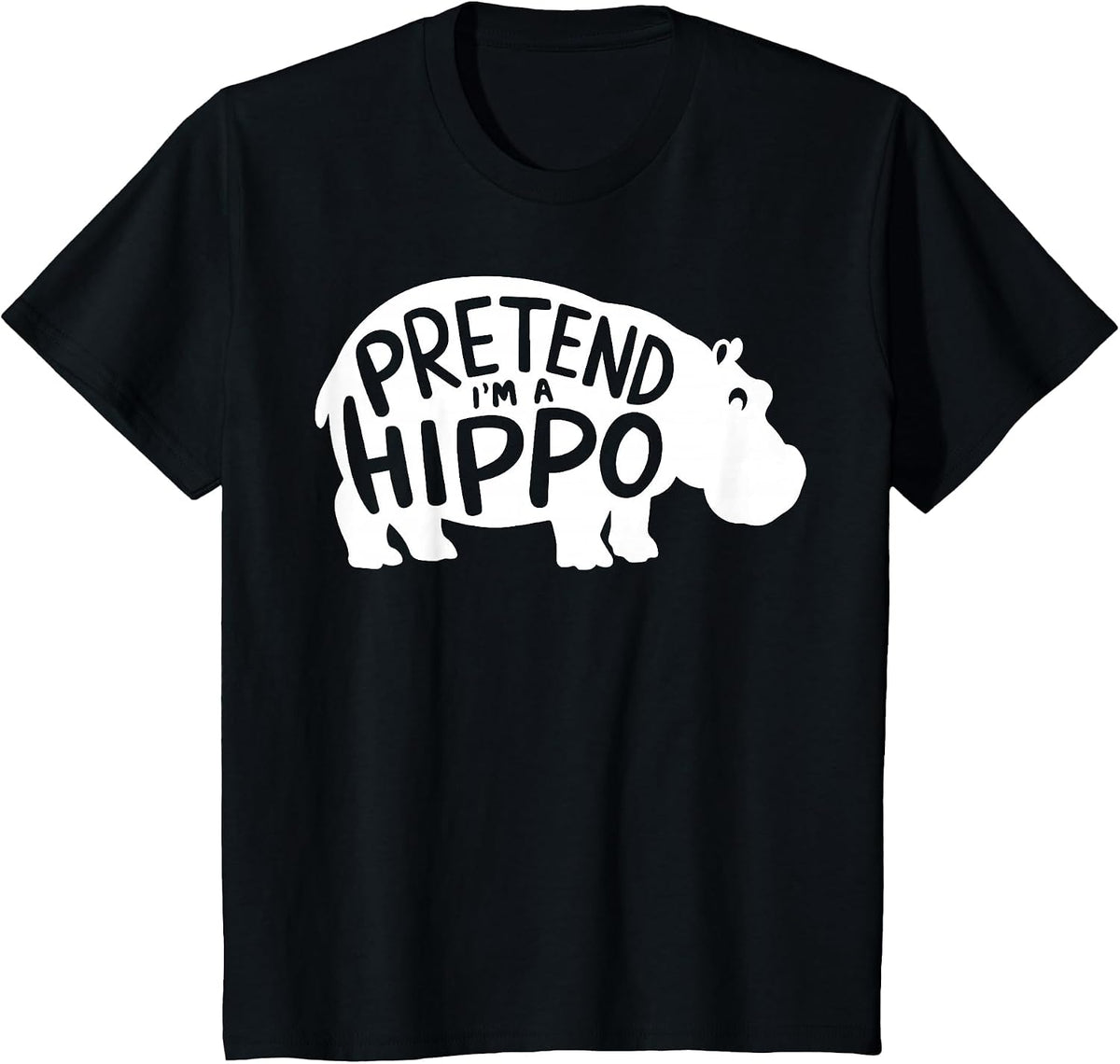 Fun Group Easy Adult Halloween Costumes Pretend I'm A Hippo T-Shirt - Black