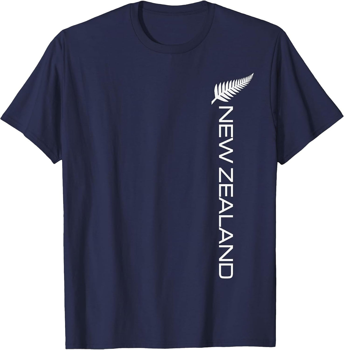 NEW Zealand Fern Flag Athletic Sports Vertical Style TEE T-Shirt - Navy Blue