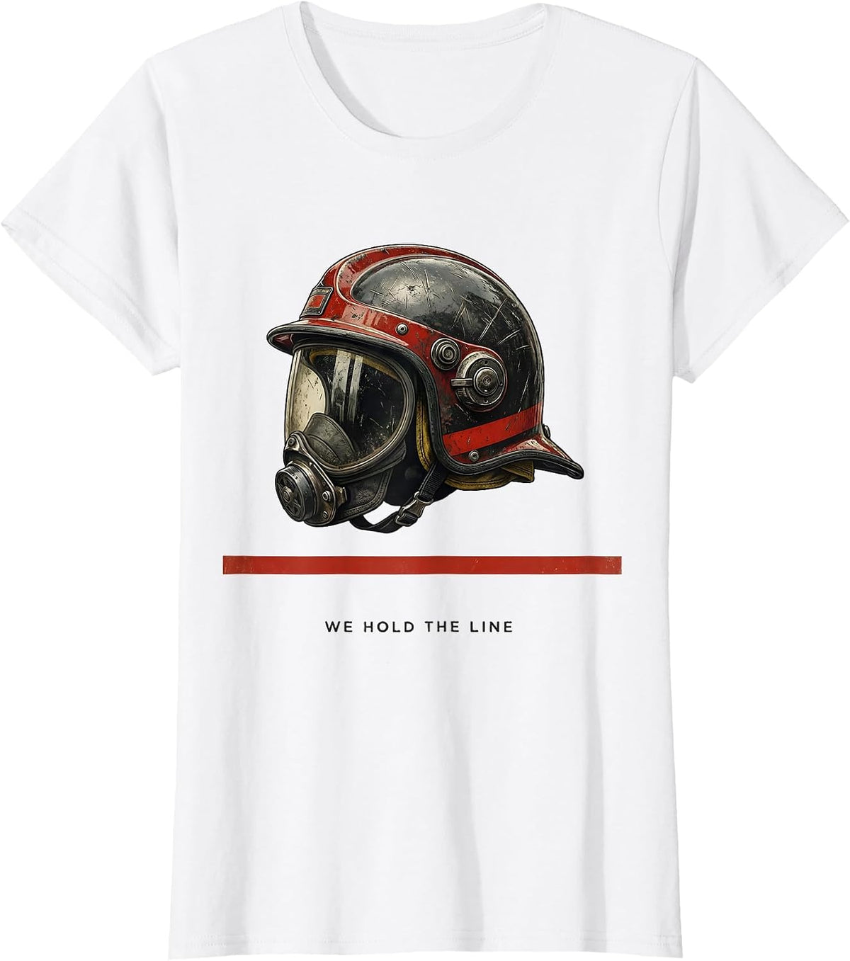 Women's We Hold The Line Vintage Firefighter Tribute Thin Red Line T-Shirt - White
