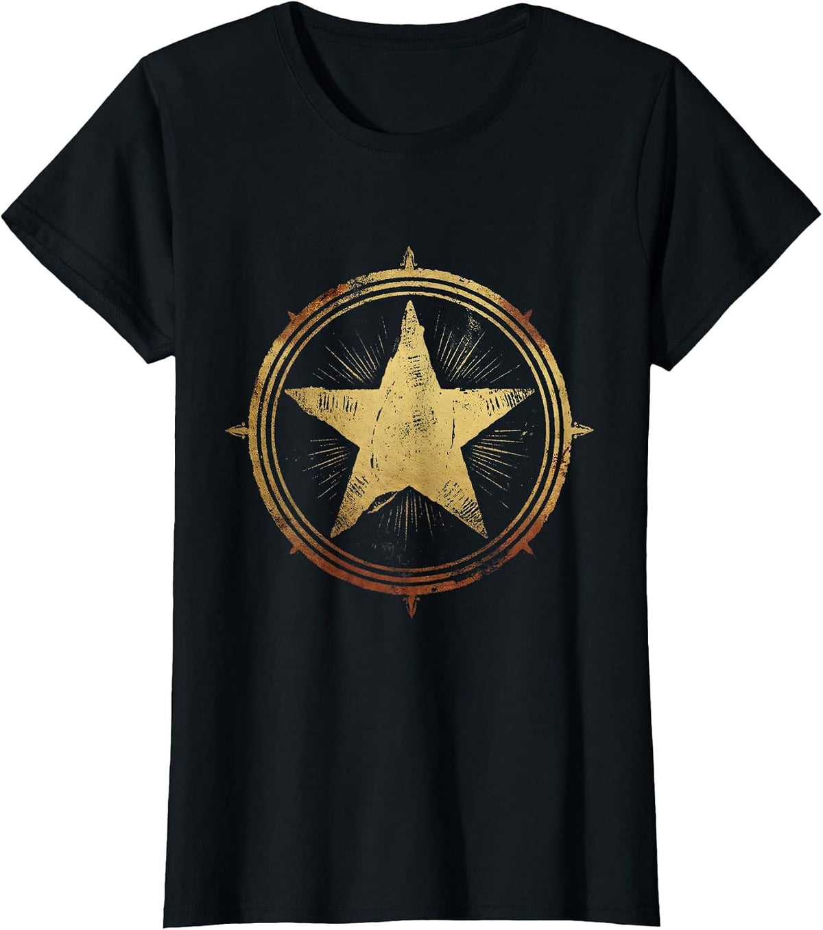 5th Grade Teacher Gold Star Stamp Illustration T-Shirt - Black