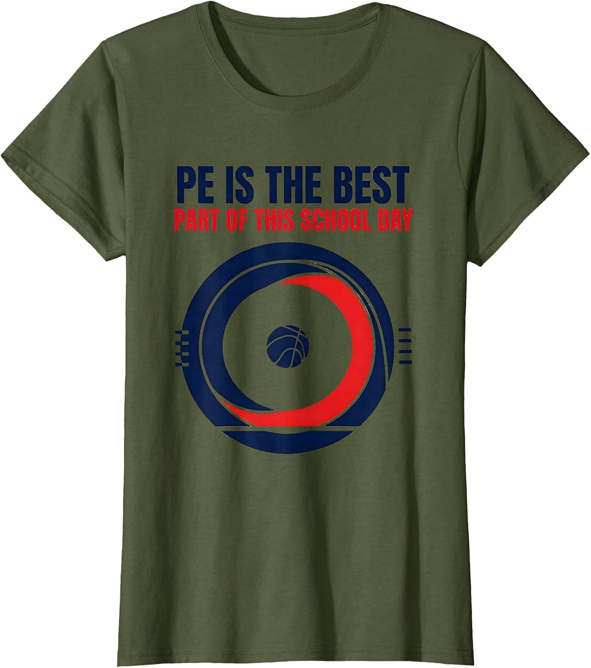 Women's PE Is The Best Part Of This School Day Geometric PE Teacher T-Shirt - Olive Green