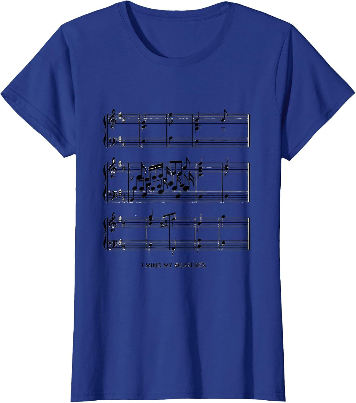 Women's I Mind My Measures Funny Musician Band Member Music Teacher T-Shirt - Royal Blue