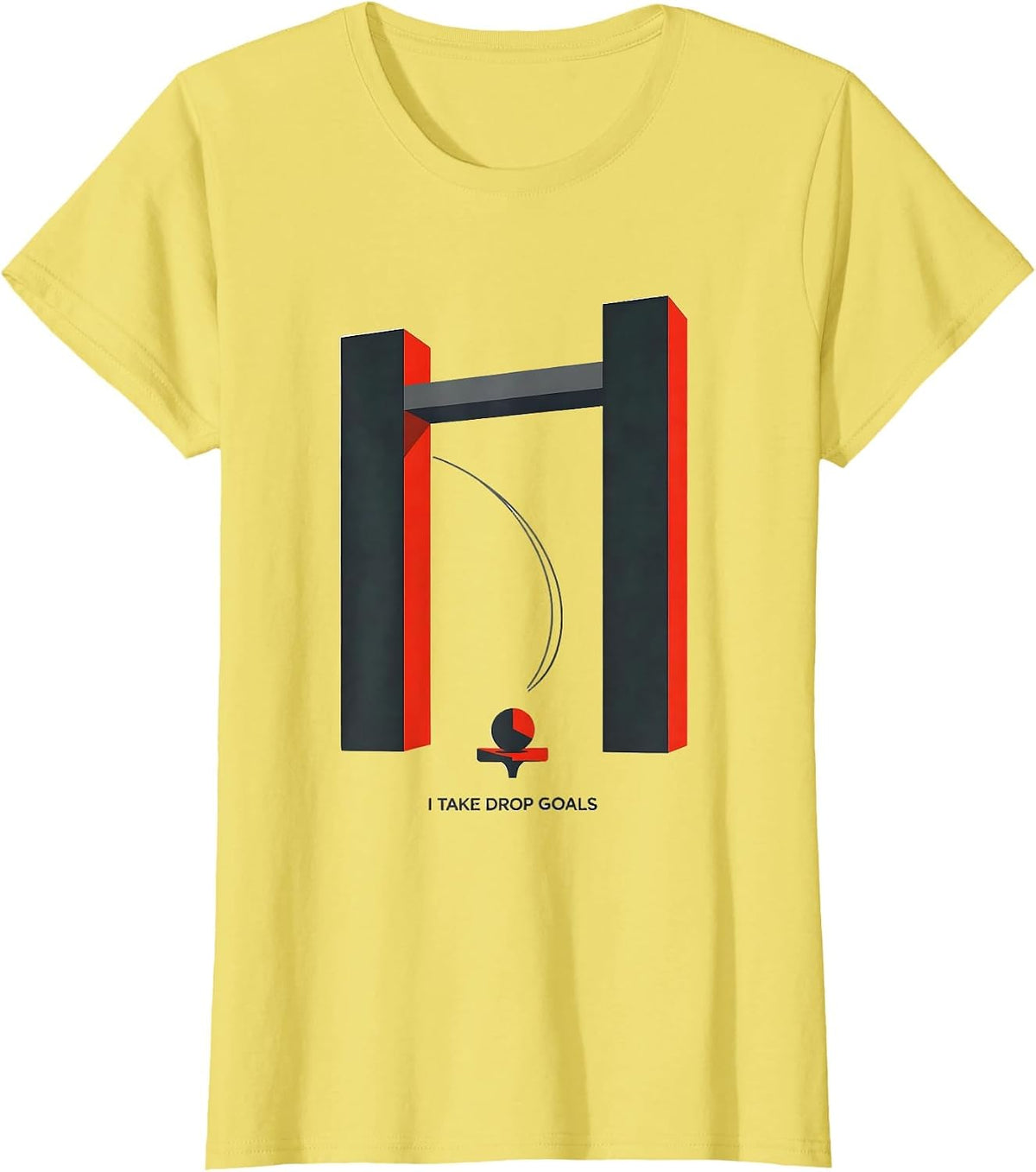 Women's I Take Drop Goals Geometric Rugby Kicker Humor T-Shirt - Lemon Yellow
