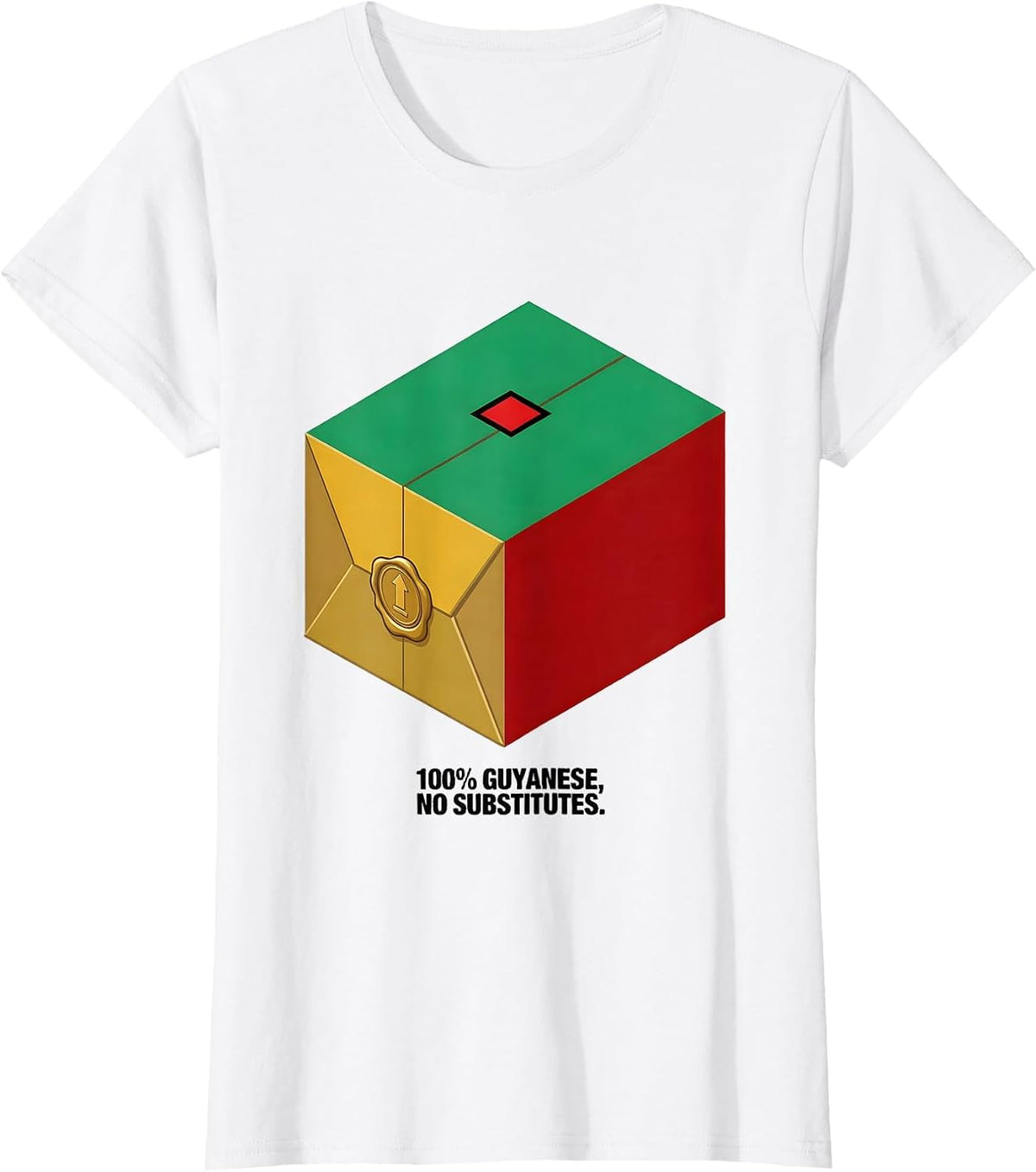 Women's 100% Guyanese No Substitutes Isometric Flag Pride T-Shirt - White