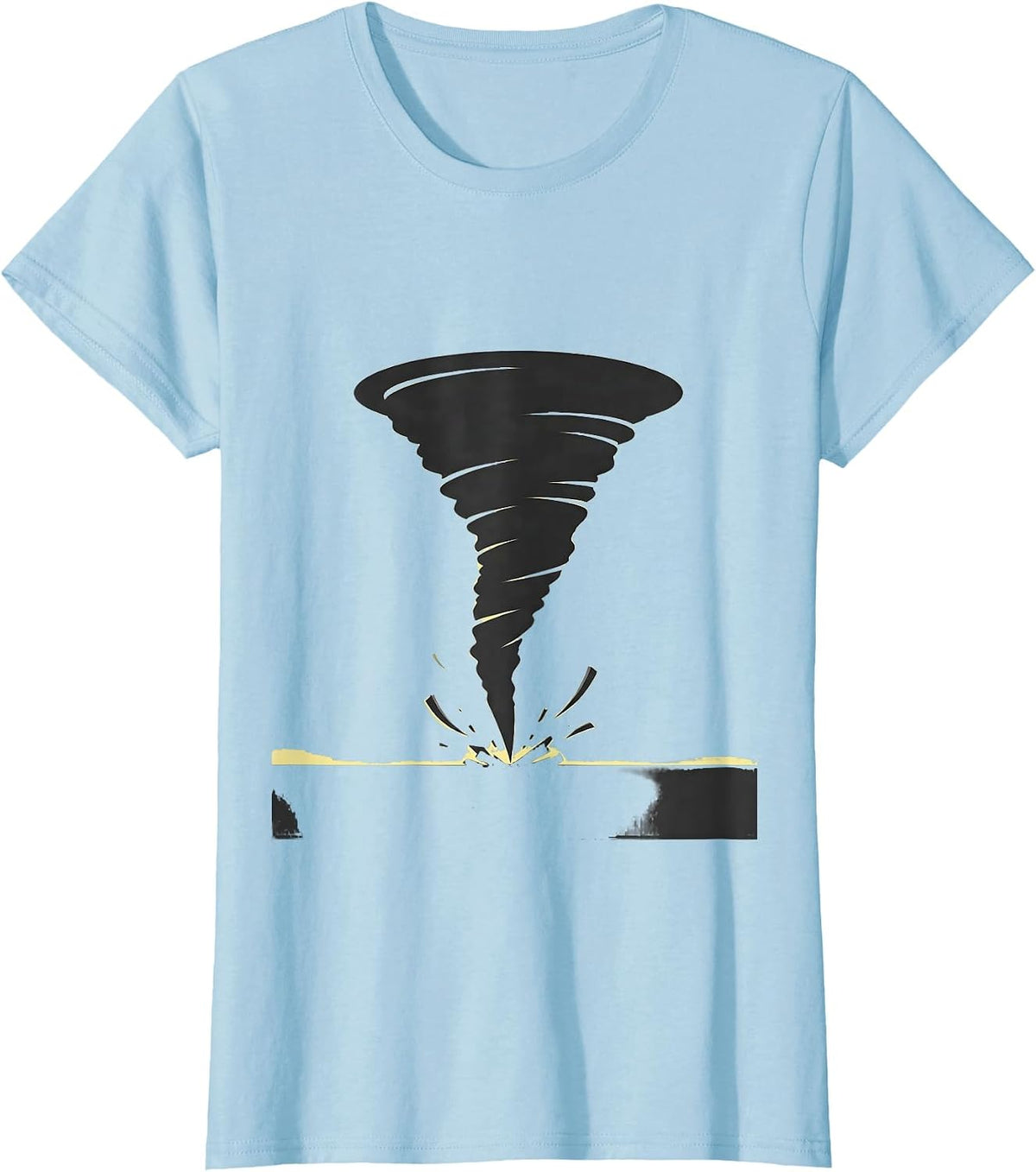 Women's Tornado Touching Down on Open Plains Graphic T-Shirt - Baby Blue