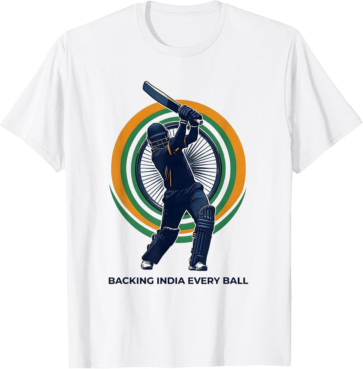 Men's Backing India Every Ball Patriotic Cricket Fan National T-Shirt - White