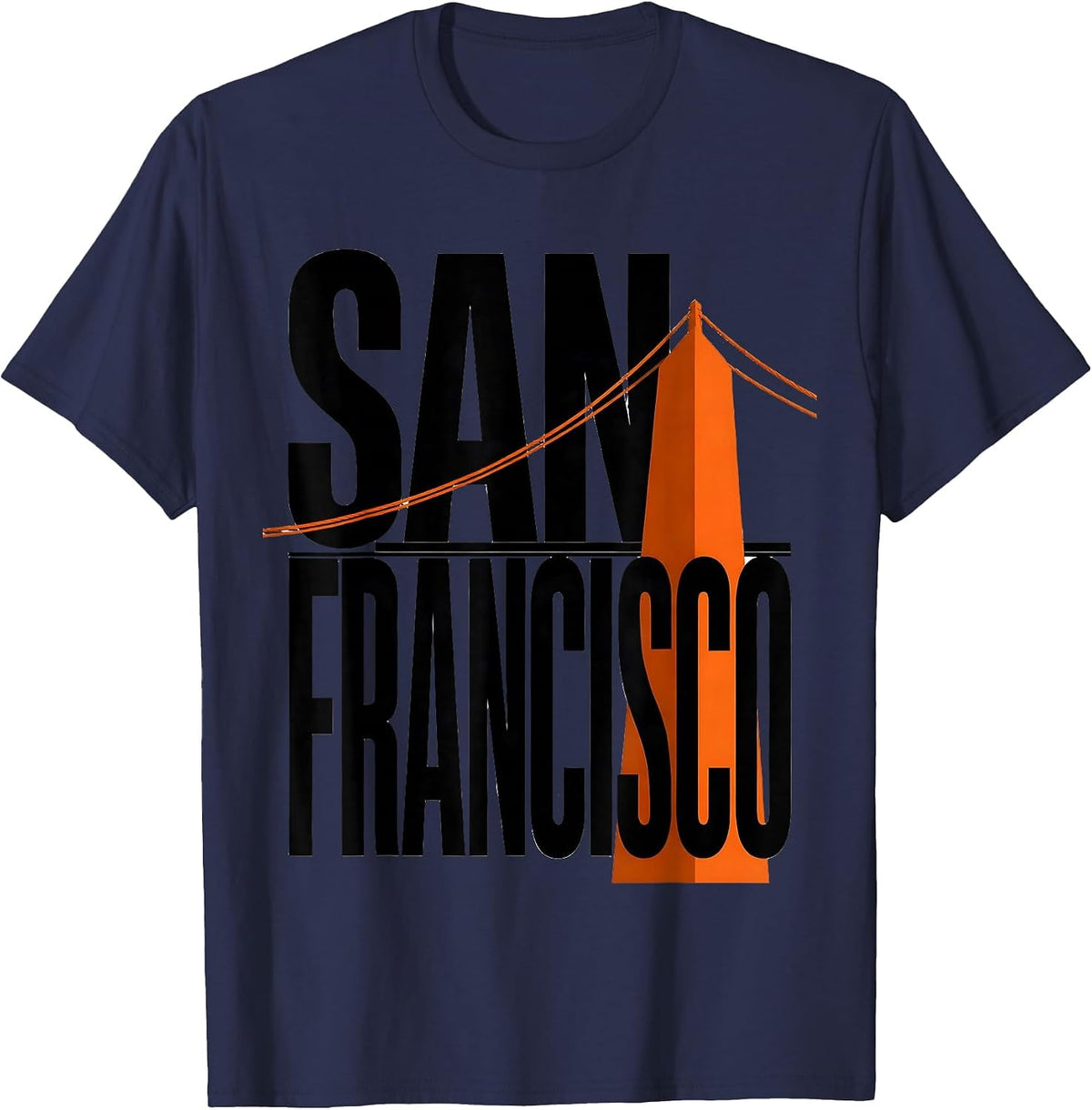 San Francisco Golden Gate Bridge Souvenir Gift Design T-Shirt - Navy Blue