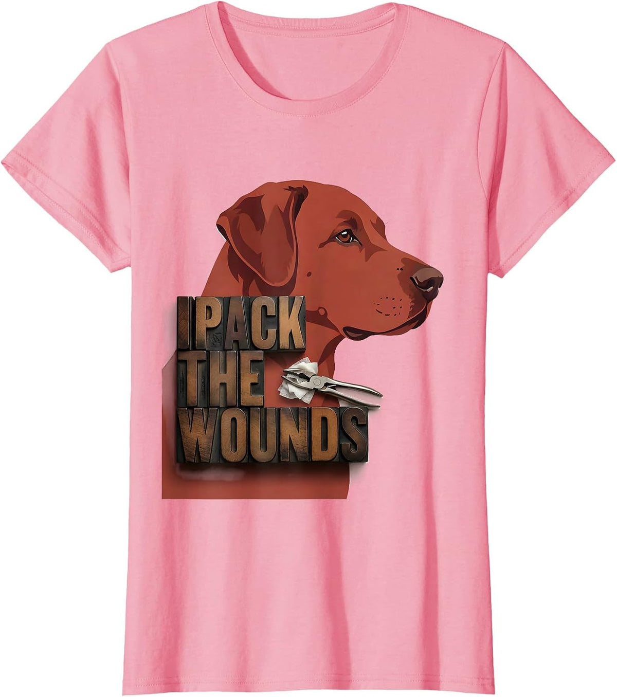 Women's I Pack The Wounds Veterinary Tech Humor Animal Care Worker T-Shirt - Pink